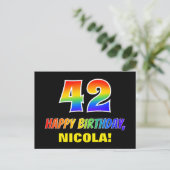 42. Geburtstag: Bold, Fun, Simple, Rainbow 42 Postkarte (Stehend Vorderseite)