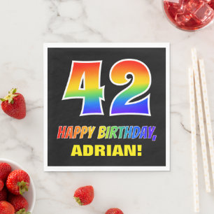 42. Geburtstag: Bold, Fun, Simple, Rainbow 42 Serviette