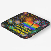 42. Geburtstag: Bunte, lustige feierliche Feuerwer Pappteller (Gewinkelt)