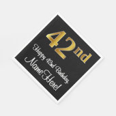 42. Geburtstag ~ Elegante Luxuriöse Imitate Gold L Serviette (Ecke)