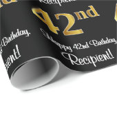 42. Geburtstag: Elegante Luxury Imitate Gold Look  Geschenkpapier (Rolleneckpunkt)