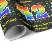 42. Geburtstag: Farbige Musiksymbole, Regenbogen 4 Geschenkpapier (Rolleneckpunkt)