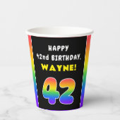 42. Geburtstag: Farbiger Regenbogen # 42, Individu Pappbecher (Vorderseite)