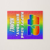 42. Geburtstag: Farbiges, lustiges Regenbogenmuste Puzzle (Horizontal)