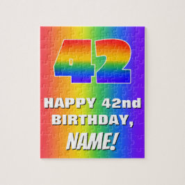 42. Geburtstag: Farbiges, lustiges Regenbogenmuste Puzzle