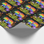 42. Geburtstag: Fun Fireworks, Rainbow Look # "42" Geschenkpapier (Ecke)