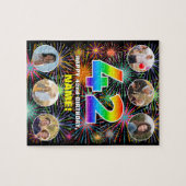 42. Geburtstag: Fun Rainbow #, Individuelle Name + Puzzle (Horizontal)