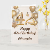 42. Geburtstag Gold Balloons und Confetti Geburtst Karte (Gelbe Blume)