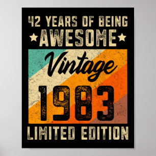 42. Geburtstag Männer 42 Jahre alte Frauen 1983 Li Poster