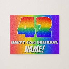 42. Geburtstag — mehrfarbiges Regenbogenmuster "42 Puzzle