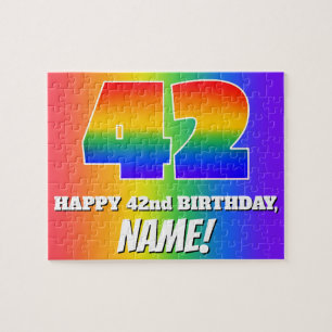 42. Geburtstag — mehrfarbiges Regenbogenmuster "42 Puzzle