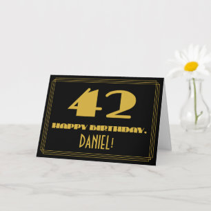 42. Geburtstag: Name + Art Deco inspiriertes Ausse Karte