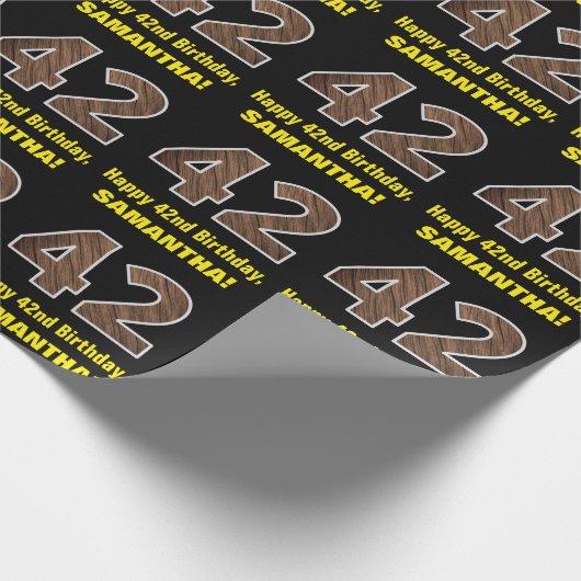 42. Geburtstag: Name & Imitate HolzkörnPattern "42 Geschenkpapier (Ecke)