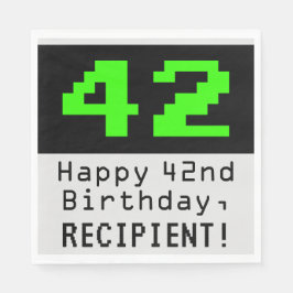 42. Geburtstag - Nerdy / Geeky Style "42" & Name Serviette