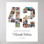 42. Geburtstag Nr. 42 Benutzerdefinierte FotoColla Poster (Vorne)