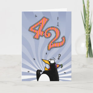 42. Geburtstag - Pinguin-Überraschungskarte Karte