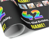 42. Geburtstag: Regenbogen "42"; kundenspezifische Geschenkpapier (Rolleneckpunkt)