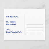 42. Geburtstag: Rosa Streifen & Herz, Regenbogen 4 Postkarte (Rückseite)