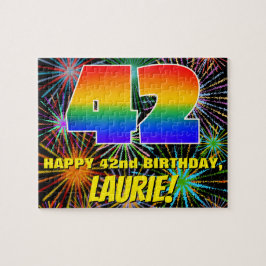 42. Geburtstag: Spaß, bunte feierliche Feuerwerke Puzzle