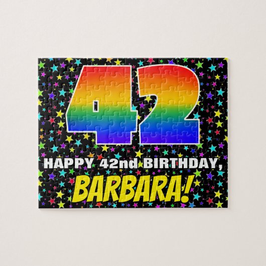 42. Geburtstag — Spaß, farbenfrohe Sternenweltenmu Puzzle (Horizontal)