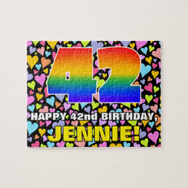 42. Geburtstag — Spaß, liebevolle Herzformen + "42 Puzzle