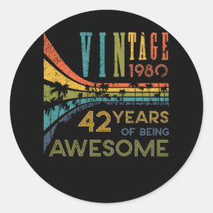 42. Geburtstag Vintage 1980 42. Geburtstag Runder Aufkleber