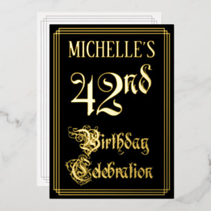 42. Geburtstagsfeier — Fancy Schrift & Benutzerdef Folieneinladung