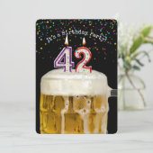 42. Geburtstagskandle-Party Einladung (Stehend Vorderseite)