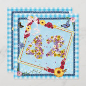 42. Geburtstagsparty Einladung Blume, Schmetterlin (Vorne/Hinten)