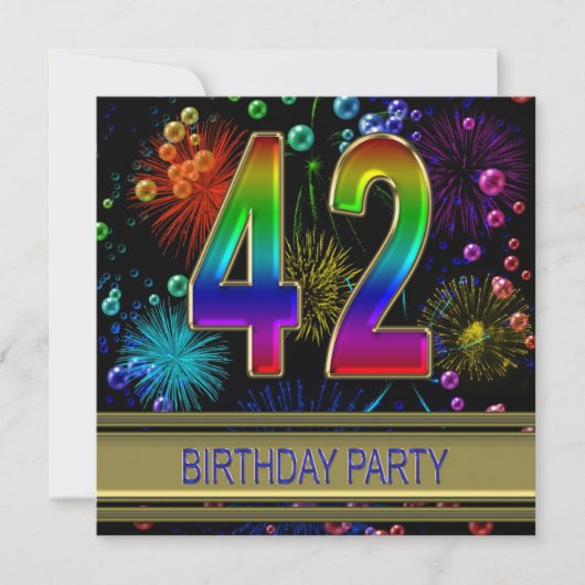 42. Geburtstagsparty Einladung mit Blasen (Vorderseite)