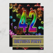 42. Geburtstagsparty Einladung mit Blasen (Vorne/Hinten)