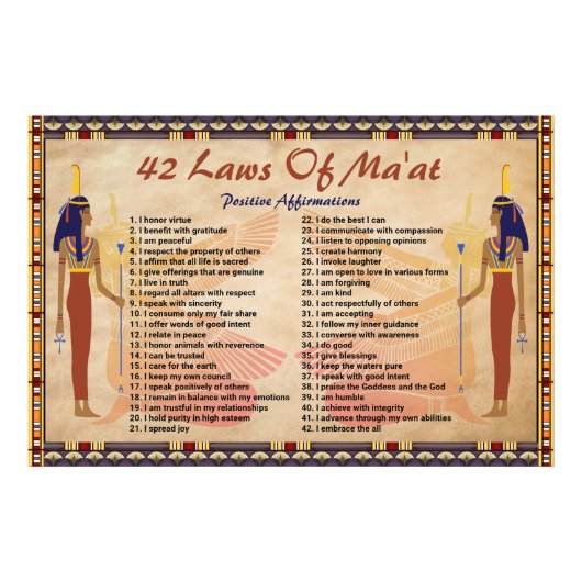 42 Gesetze des Maat - Poster für positive Bejahung (Vorne)