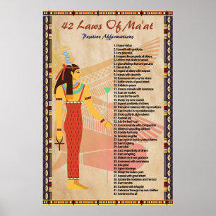 42 Gesetze von Ma'at - Positive Affirmationen Post Poster