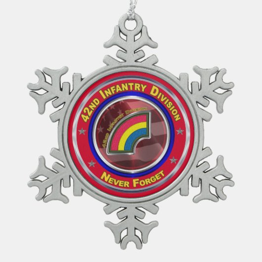 42. Infanterieabteilung Keepake Schneeflocken Zinn-Ornament (Vorderseite)