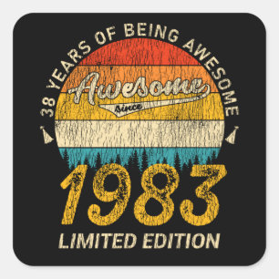42 Jahre alt 1983 Retro Phantastisch 42. Geburtsta Quadratischer Aufkleber