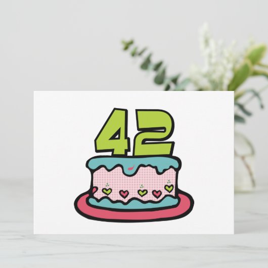 42-jähriger Geburtstagskuchen Karte (Stehend Vorderseite)