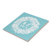 42. Jubiläum Weißer Blumenreath Keepake Geschenk Fliese (Seite)