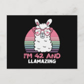 42 Year Old Bday Llamazing 42nd Birthday Llama Postkarte (Vorderseite)