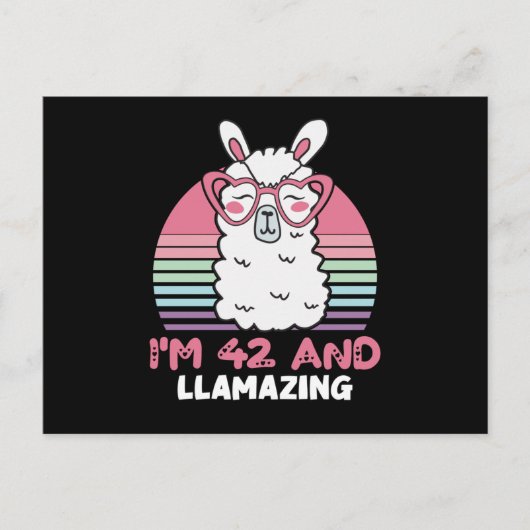 42 Year Old Bday Llamazing 42nd Birthday Llama Postkarte (Vorderseite)