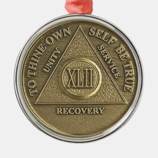 42 Year Sober Anniversary Medallion | Recovery Ornament Aus Metall (Vorne)