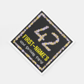 42nd Birthday: Floral Flowers Number, Custom Name Serviette (Ecke)