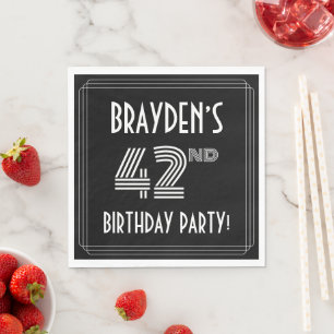 42nd Birthday Party: Art Deco Style + Custom Name Serviette