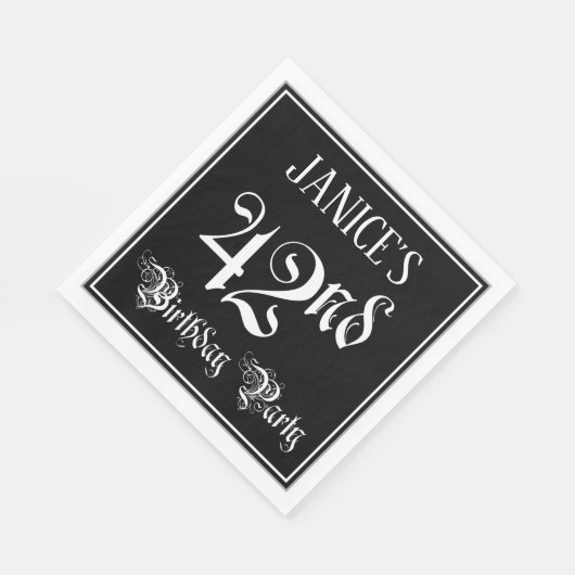 42nd Birthday Party — Fancy Script + Custom Name Serviette (Ecke)