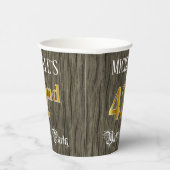 42nd Birthday Party — Faux Gold & Faux Wood Looks Pappbecher (Rechts)