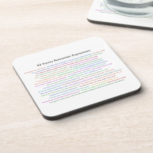 43 Funny Romania Expressions Conversation Piece Getränkeuntersetzer (Linke Seite)