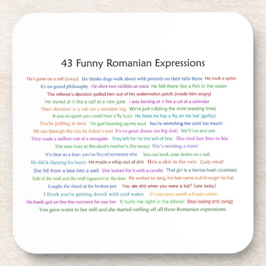 43 Funny Romania Expressions Conversation Piece Getränkeuntersetzer (Vorderseite)