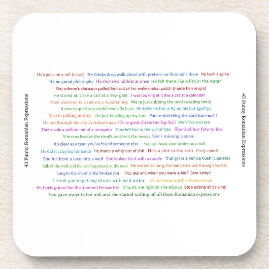 43 Funny Romania Expressions Conversation Piece Getränkeuntersetzer (Vorderseite)
