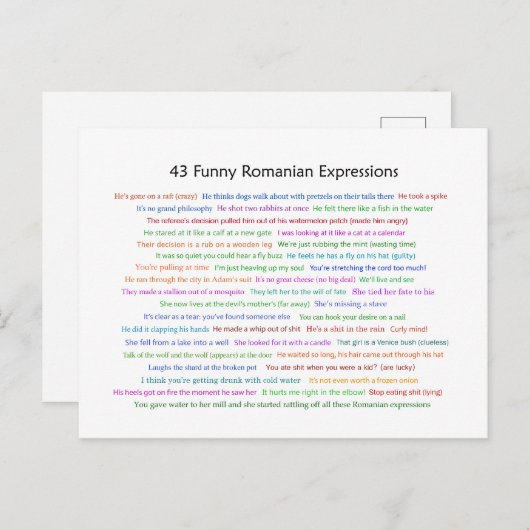 43 Funny Romania Expressions Conversation Piece Postkarte (Vorne/Hinten)