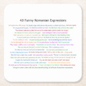 43 Funny Romania Expressions Conversation Piece Rechteckiger Pappuntersetzer (Vorderseite)