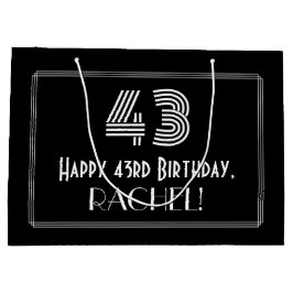 43. Geburtstag — Art Deco Inspiriert Aussehen "43" Große Geschenktüte